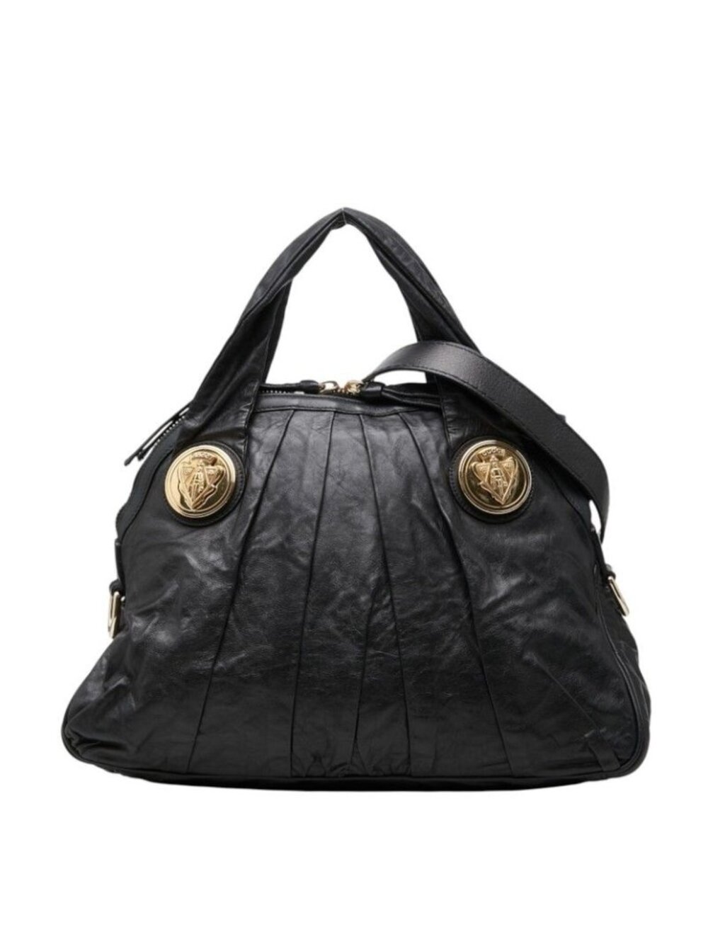 Gucci Hysteria 2-Way Shoulder Bag Black Gold Leather